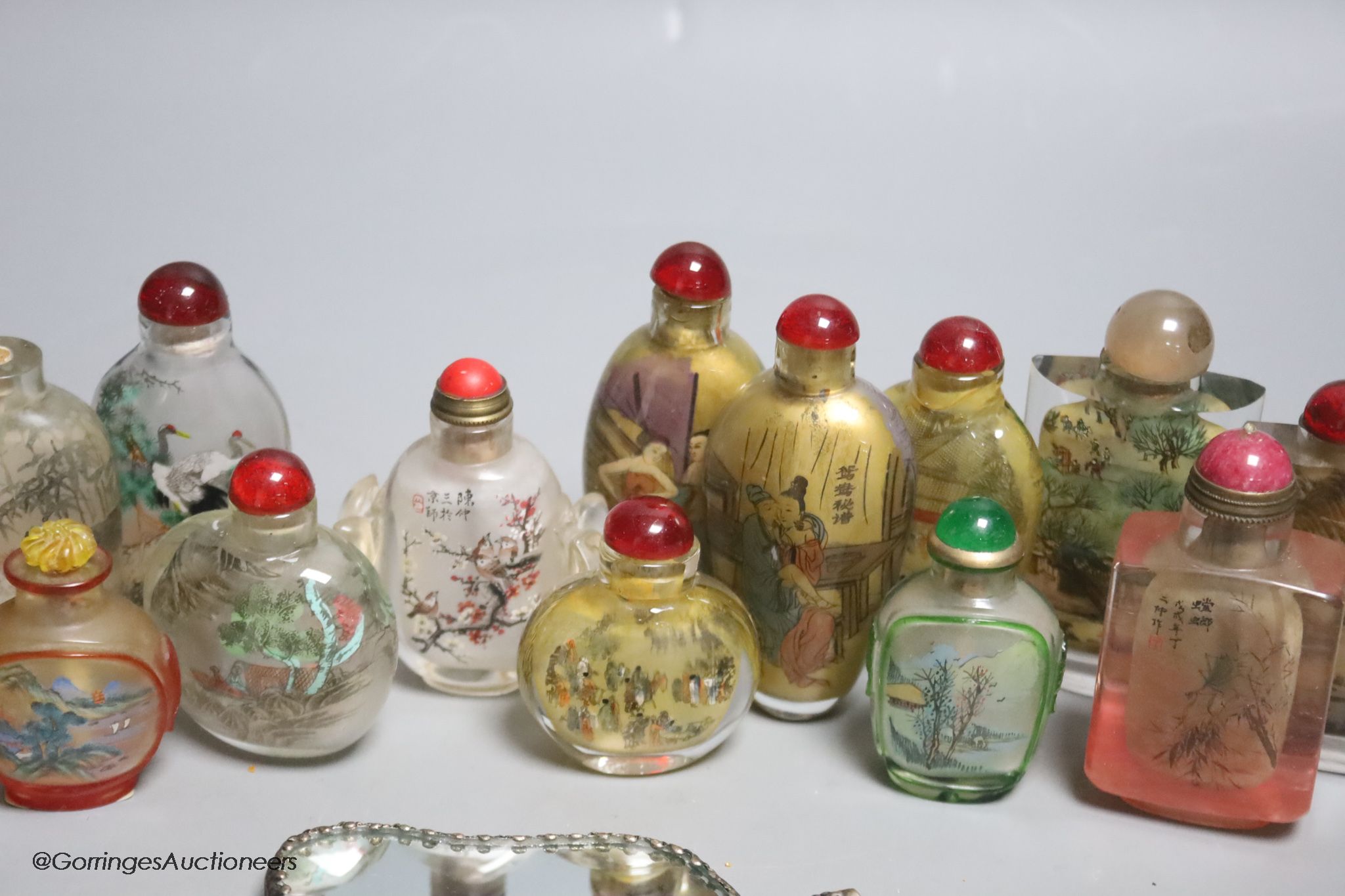 Fifteen Chinese glass painted snuff bottles
